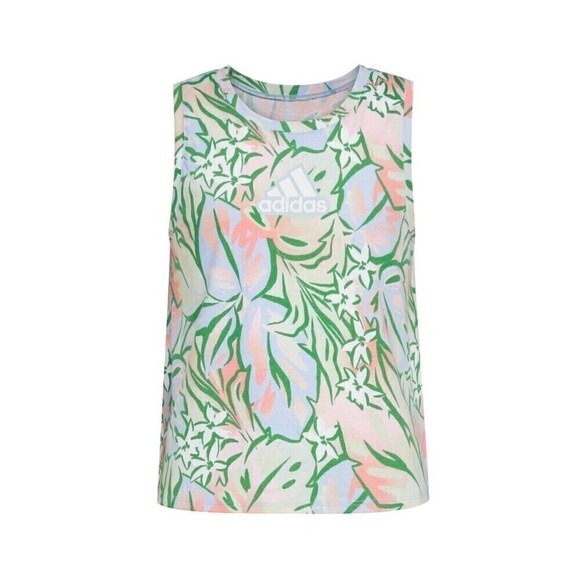 Adidas Big Girls Sleeveless All Over Print Tank Top Blue With Multicolor Large - Picture 7 of 7